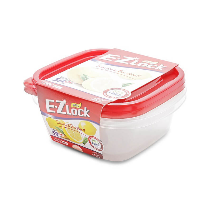 Bộ 2 Hộp Nhựa Ezlock Nắp Đỏ 610ml - LocknLock - HLE8204S, , large image number null